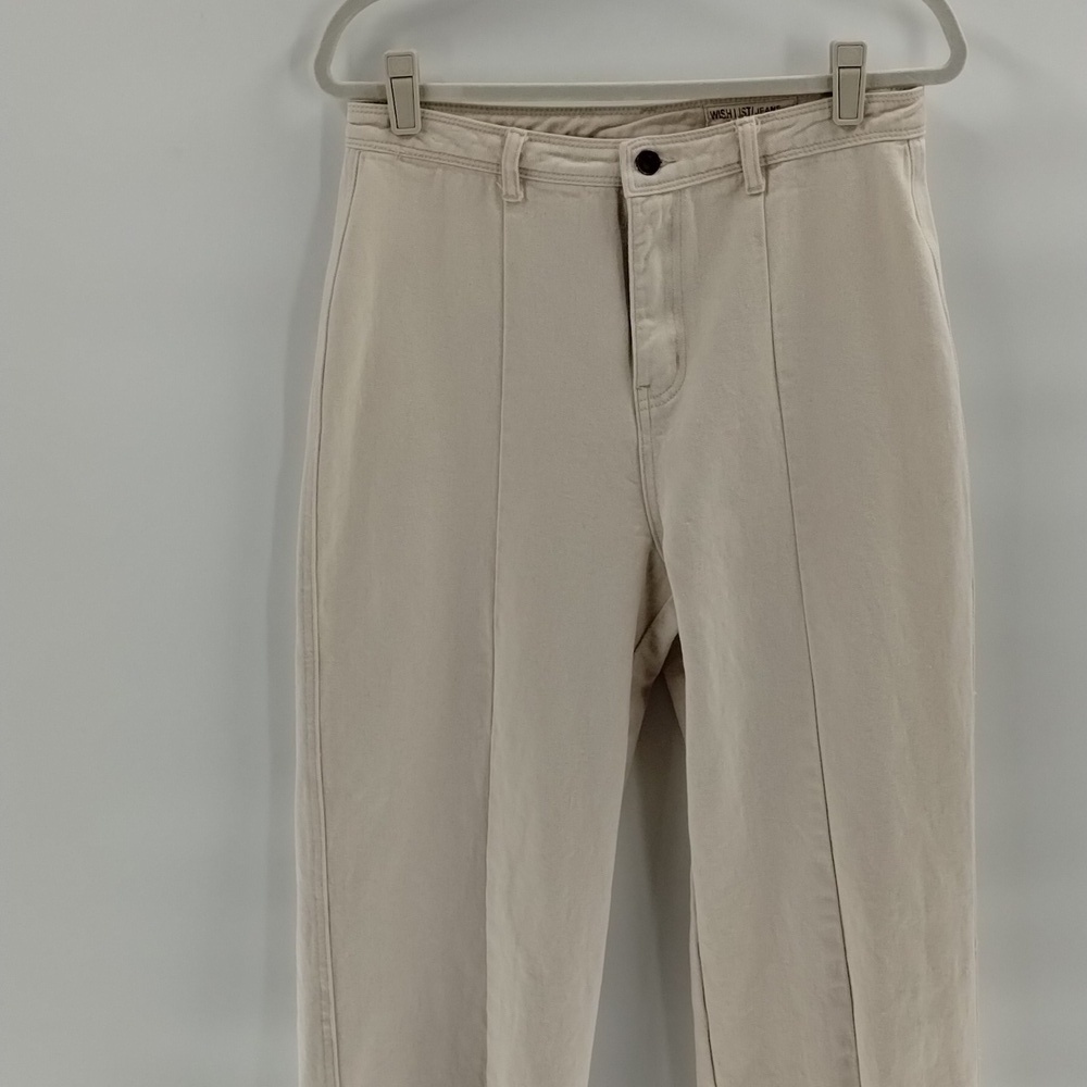 Wish List denim cream jeans split front size large 100% cotton high waist - Picture 2 of 12